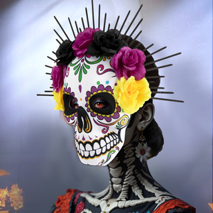 Nouveau jour mexicain des morts fleur diable Halloween masque fête vacances fournitures mascarade habiller Cosplay squelette masque - Product Image 2