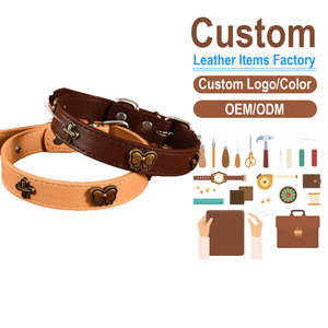 Adjustable PU Leather <b>Pet</b> <b>Collar</b> with Butterfly Charm Stylish Dog Cat <b>Collar</b> with Decorative Butterfly Accessory - Product Image 1