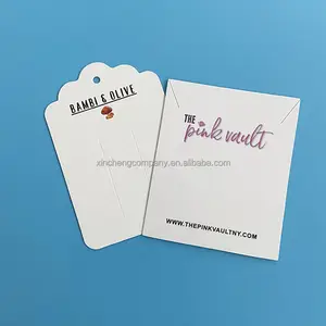 Tarjetas de joyería personalizadas tablero de tarjeta de logotipo de brillo negro grueso soportes de exhibición embalaje Tarjeta de pendiente de joyería