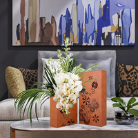 Recommandations chaudes moderne Orange Rectangle fer nordique jardin métal Vases Art décor mariage fleurs maison objets décoratifs