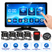 Système de caméra embarquée 4G AHD 10,1 pouces avec CarPlay, IA, ADAS, BSD, DMS, suivi GPS, alarme antivol de carburant, sirène et kit DVR pour camion