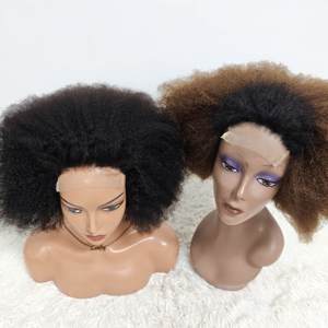 Letsfly 51$ Promotion 4x4 Closure Afro Curly <b>Wigs</b> 10in Transparent Lace 230g Full High Quality Natural Black & 1BT4 Color - Product Image 1