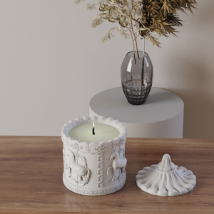 ขวดเทียนทรงม้าหมุนสไตล์ฝรั่งเศสแบบคลาสสิกย้อนยุค สีขาวบริสุทธิ์ บรรจุขี้ผึ้ง พร้อมฝาปิดทรงแหลม ผลิตตามสั่ง - Product Image 6