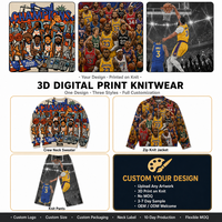 Pull tricoté imprimé en 3D personnalisé pour homme, veste zippée tricotée entièrement personnalisée, pull imprimé sur toute la surface personnalisé OEM