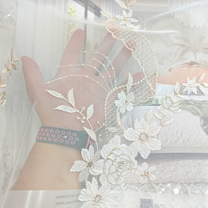 Vàng Sheer Rèm Pháp Thêu Voile Vải Sheer Vải Ngọc Trai Thêu Sang Trọng Thổ Nhĩ Kỳ Thêu Gradient Rèm - Product Image 3