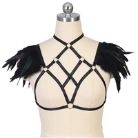 Lingerie sexy pour femme avec plumes, tenue de danse pour festivals et soirées, effet sculptant, pour jeux de rôle érotiques BDSM, respirante, écologique, lavée