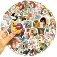 50 autocollants en vinyle imperméables en PVC à motifs d'animaux de dessin animé pour la lecture, le graffiti DIY, la décoration d'ordinateurs portables, de guitares et de bagages pour adolescents et adultes