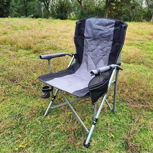 Grande <span class=keywords><strong>chaise</strong></span> pliante d'extérieur avec dossier et accoudoirs confortables, <span class=keywords><strong>chaise</strong></span> de loisirs portable pour la plage, la voiture, le <span class=keywords><strong>camping</strong></span>, la pêche - Product Image 3