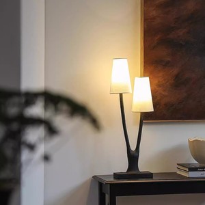 Double <b>Branch</b> Table Lamp Wabi Sabi Style Wrought Iron Retro LED <b>Lighting</b> For Living Room Bedroom E26 220V Switch Control - Product Image 5