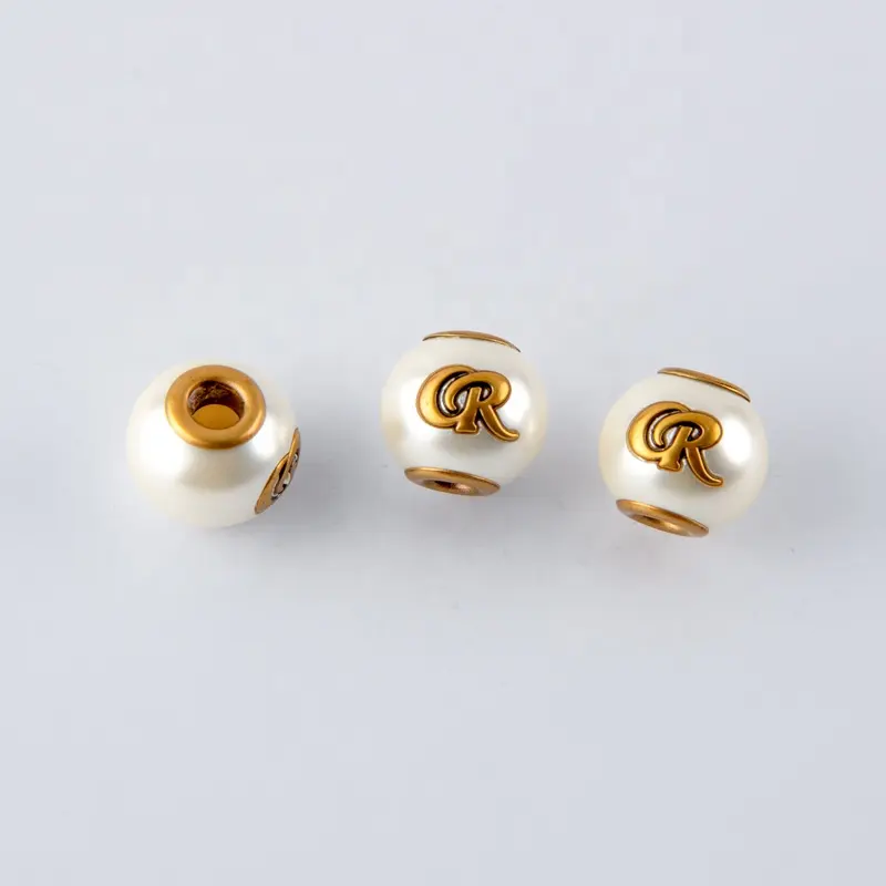 Custom Gold Color High Quality Pearl Alloy Cord Stopper For Drawstring