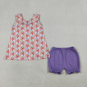 Summer Baby Girl Clothes Toddler 4th Of July Outfit Sleeveless American Flag Bow Print <b>Shorts</b> 2 Piece Cute Set <b>Romper</b> Clothing - Product Image 6