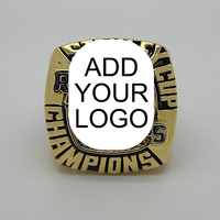 Bague de championnat personnalisée avec logo plaqué or, pierres précieuses et cristal naturel, design unisexe