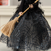 Nouvelle décoration de bureau style européen, poupée sorcière d'Halloween en tissu de soie, motif étoile pour sommet d'arbre