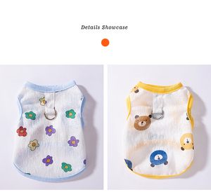 Débardeur pour chat et chiot en maille légère et respirante à imprimé floral intégral, personnalisé en gros par l'usine, pour l'été - Product Image 6