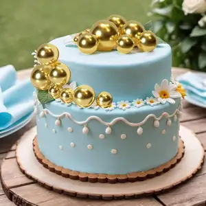 20 יח'\סט סט עוגת כדור קצף זהב ליום נישואין, קישוטי עוגת מסיבת יום הולדת