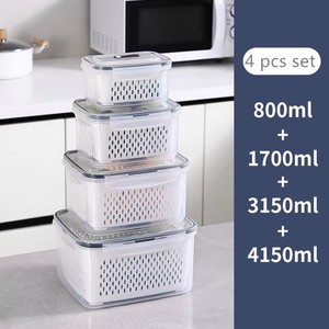 Scatola di immagazzinaggio per frutta e verdura da Picnic con Design portatile da 5 pz/set contenitore per frigorifero con prese d'aria e cestello di scarico - Product Image 3