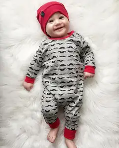 2019 Baby Clothing For Boys Moustache Printed Cotton Baby Girls Jumpsuit Infant Newborn Baby Clothes