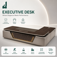 Bureau de direction moderne de luxe en forme de L, surface en MDF, table de patron avec armoire latérale, écologique, pour espace de travail de directeur général, utilisation en projet