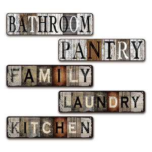 Panneau en métal style ferme rustique pour salle de bain, garde-manger, buanderie familiale, <span class=keywords><strong>cuisine</strong></span>, décoration murale pour la maison et la <span class=keywords><strong>porte</strong></span> - Product Image 1