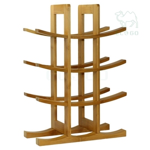 Estante para botellas de bambú de fácil montaje, almacenamiento independiente para botellas de vino - Product Image 3