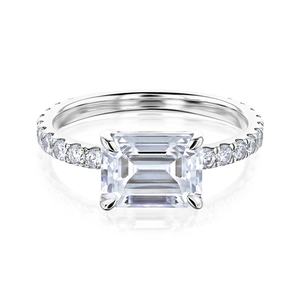 เครื่องประดับเงินแท้ 925 พร้อมเพชรทรงกลม แหวนมอยส์ซาไนต์แบบสั่งทำสำหรับผู้หญิง ดีไซน์ชุบทอง - Product Image 2