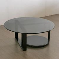 Table basse ronde en acier inoxydable de luxe moderne, mobilier de salon moderne, table basse en verre trempé