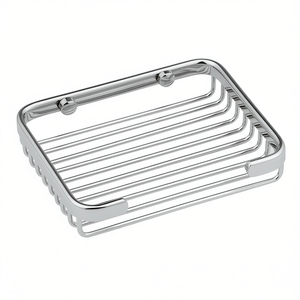 Porte-savon rectangulaire en laiton chromé, longueur 20 cm, avec rainures de drainage pour salle de bain - Product Image 3