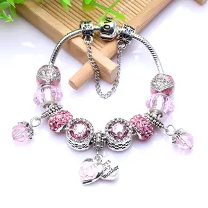 2023 WeiHao Hot Style Drops Of Oil Double Heart-shape Pendent Bracelets Shiny Crystal Bangle Bracelets Exquisite Charm Bracelets