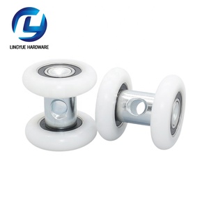 Ensamblaje de ruedas adhesivas montadas en el eje I-beam Puerta y ventana de alta resistencia Rodillo de puerta corredera de doble vía al por mayor - Product Image 1
