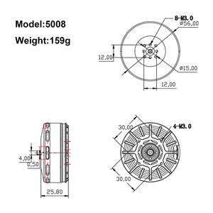 Бесколлекторный двигатель 5008 340KV, максимальная мощность 532 Вт, тяга 3420 г для RC дронов с LiPo аккумуляторами 4-6S - Product Image 6