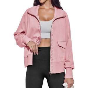 Sweat-shirt zippé personnalisé pour femme, col montant, manches longues, coupe ample, décontracté, léger, avec poches - Product Image 3