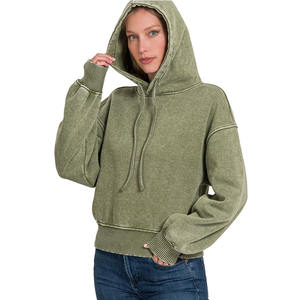 OEM custom cotton thick zip up <b>retro</b> travel drawstring unisex oversize acid washwomen women's <b>sweatshirts</b> rhinestone hoodies - Product Image 6
