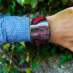 Oulm 1220 dây da nam Đồng hồ đeo tay nhiều múi giờ Relogio Masculino Đồng hồ nam sang trọng thạch anh thiết kế bề mặt độc đáo - Product Image 4