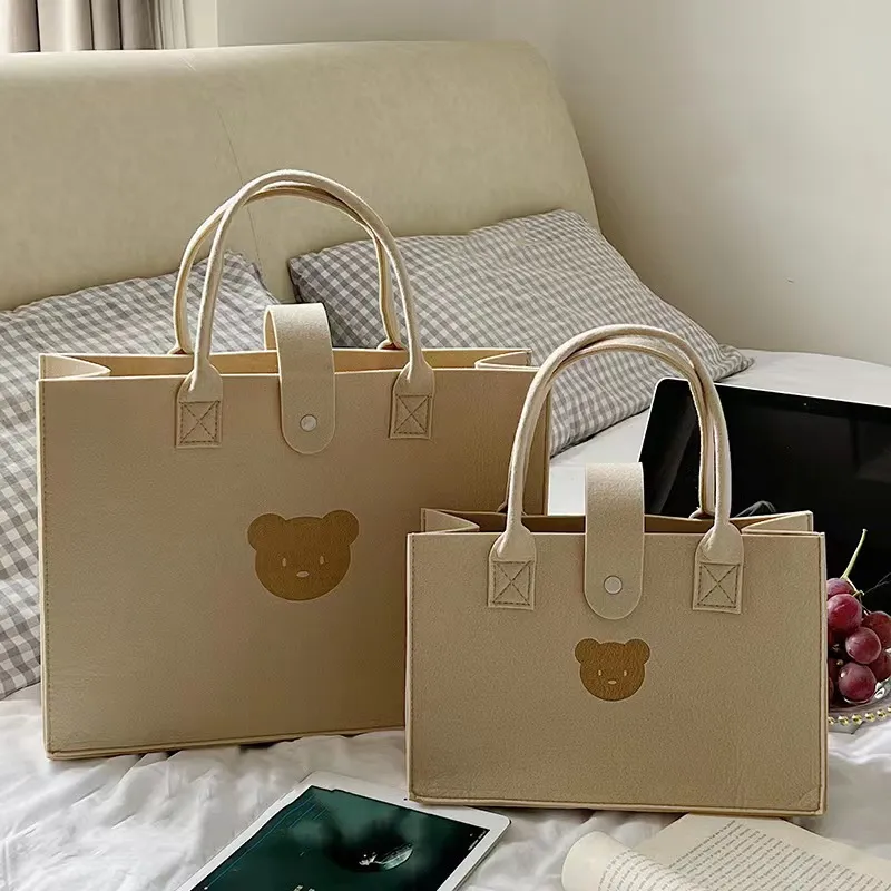 Yeni stil ayı keçe çanta yaratıcı taşınabilir alışveriş çantası çanta kadınlar için lüks alışveriş çantası