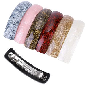 Haute qualité 9.2cm français femmes acrylique plat <span class=keywords><strong>cheveux</strong></span> Barrettes 6 pièces/ensemble élastique <span class=keywords><strong>cheveux</strong></span> griffe pinces pour fête <span class=keywords><strong>cheveux</strong></span> demi queue de cheval - Product Image 4