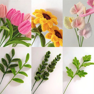 Flores de limpiapipas hechas a mano LUYI al por mayor, mezcla de tulipanes y rosas, varillas retorcidas, plantas terminadas, regalo creativo, decoración del hogar - Product Image 5