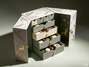 Customizable Sage Green &amp; Gold Foil <strong>Advent</strong> <strong>Calendar</strong> <strong>Box</strong>, Premium Fold-Out Christmas <strong>Calendar</strong> Packaging - Product Image 2