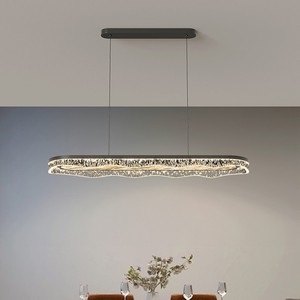 Lampadario <span class=keywords><strong>a</strong></span> <span class=keywords><strong>Sospensione</strong></span> Moderno Personalizzato in Acrilico Ondulato, Lampada dal Design Lineare con Altezza Regolabile per Sala da Pranzo e Isola <span class=keywords><strong>Cucina</strong></span> - Product Image 2