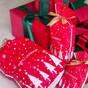 Sac à cordon de Noël avec ruban, sac cadeau pour fruits, sac de décoration pour bonbons de Noël - Product Image 2