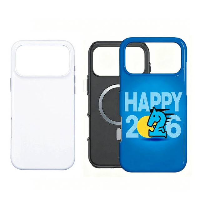 3D 2 in 1 Sublimation Coated Phone Case with Magnet for iPhone 17 Pro Max Wireless Charging Mobile Phone Cover Blanks Custom DIY