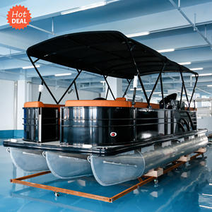 Kinlife 25ft Loisirs Ponton Bateau 15 Passagers avec Cuisine <span class=keywords><strong>Bar</strong></span> Évier Réfrigérateur Double Bimini pour Resort Location et Fête de Famille - Product Image 1