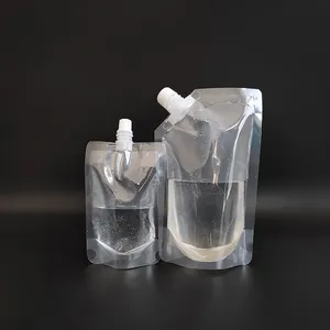 China Supplier 200ml Clear Transparent Refill Plastic Liquid Package Spout Pouch With Screw Cap