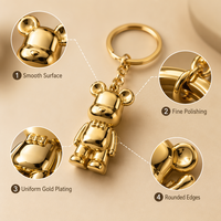 Porte-clés personnalisés 3D Ours Violent, style Bearbrick en métal, breloque de sac pour clés de voiture et accessoires de mode