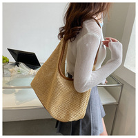 Sac à main seau en paille léger et à la mode, fourre-tout de voyage polyvalent et simple, sac sous les bras de plage