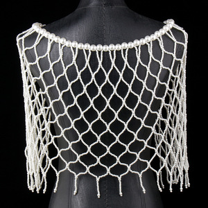 Collier de corps en perles pour <span class=keywords><strong>femme</strong></span>, chaîne de corps avec grosses perles, haut court épais, soutien-gorge en <span class=keywords><strong>maille</strong></span>, collier ras du cou, écharpe d'épaule, bijoux, costume - Product Image 5