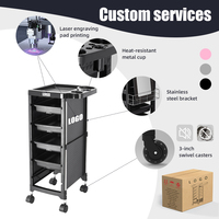 Barber Stores Tattoo Stainless Steel Pipe Support Rolling Cart Salon <strong>Trolley</strong> Cart with Multifunction <strong>Top</strong> Tray