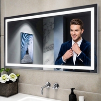 Miroir de salle de bain intelligent sans cadre à LED, anti-buée, avec interrupteur tactile, 36 x 36 pouces, pour hôtels (vente en gros)