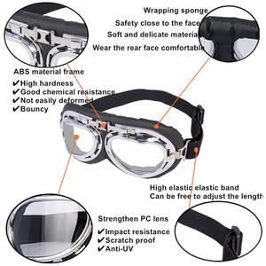 Lunettes d'aviateur <span class=keywords><strong>Steampunk</strong></span> pour moto et VTT | Conception coupe-vent à monture en laiton, lentille anti-buée UV400, lunettes de moto vintage - Product Image 3