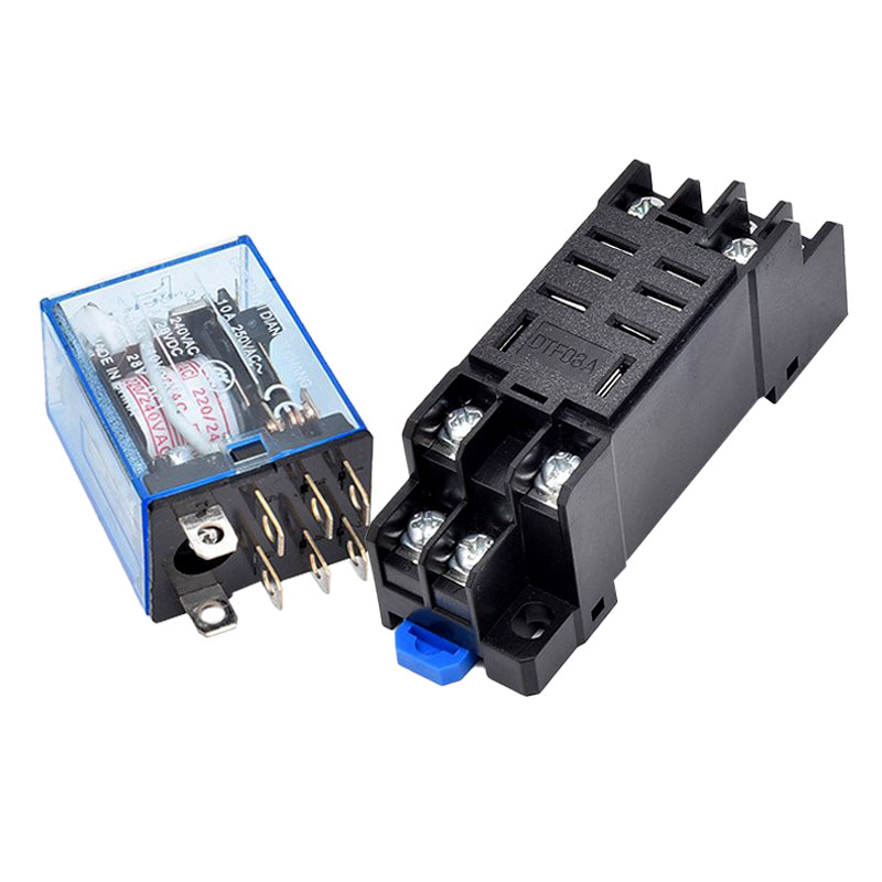 1 conjunto de relé ly2nj dpdt 8 pinos hh62p JQX-13F com base de soquete 12v 24v dc 110v 220v ac bobina relé de potência  13
