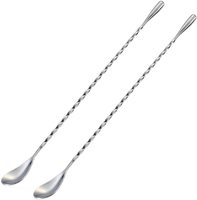 Cuillère de bar en acier inoxydable 304 (18/8) de 20 cm et 30 cm, outil d'accessoires de bar, agitateur, cuillère à mélanger, shaker à cocktail, cuillère de bar longue en métal